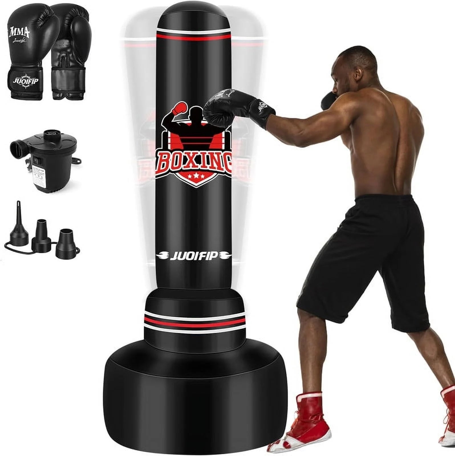 Freestanding Heavy Punching Bag Set with Gloves, Red